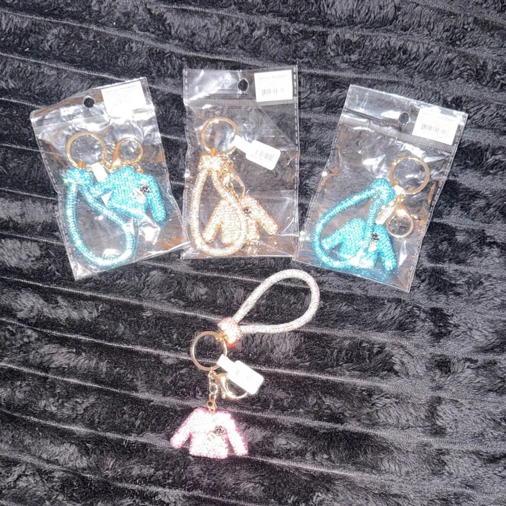 Elegant Glitter Keychain Set - Blue and Gold
